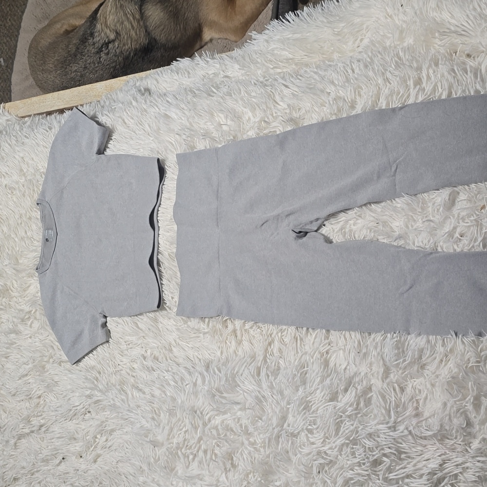 Gray Crop Top and Leggings Set